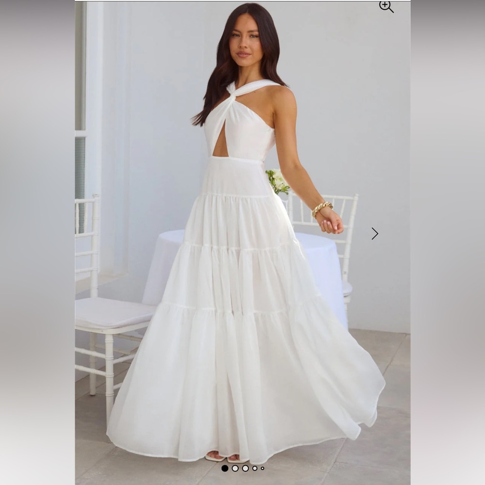 Hello Molly White Open Back Maxi Dress, Size L